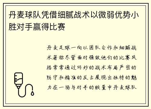丹麦球队凭借细腻战术以微弱优势小胜对手赢得比赛